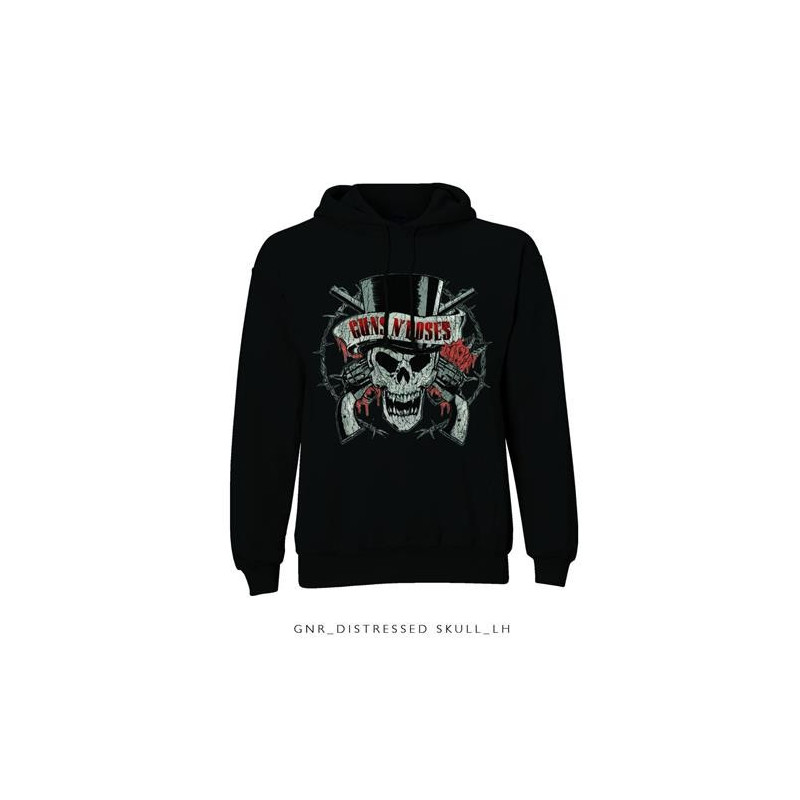 GUNS N' ROSES - DISTRESSED SKULL (FELPA CON CAPPUCCIO UNISEX TG. S)