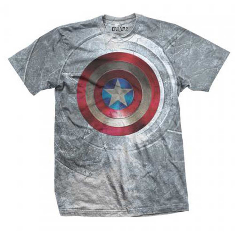 MARVEL COMICS PREMIUM TEE: CAPTAIN AMERICA CIVIL WAR SHIELD (X-LARGE) SUBLIMATED MENS PREM