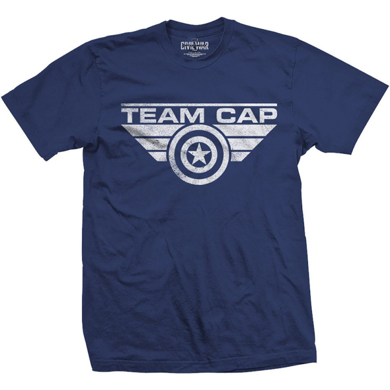 MARVEL COMICS MEN'S TEE: CAPTAIN AMERICA TEAM CAP LOGO (X-LARGE) BLUE MENS TEE