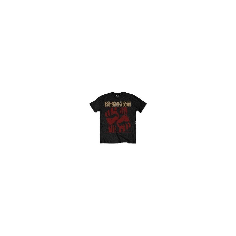 SYSTEM OF A DOWN MEN'S TEE: FISTICUFFS (SMALL) BLACK MENS TEE
