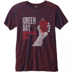 GREEN DAY MEN'S FASHION TEE: AMERICAN IDIOT (X-LARGE) BLUE, RED MENS FASHION TEE
