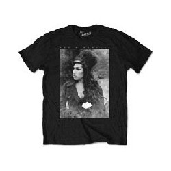 AMY WINEHOUSE FLOWER PORTRAIT MENS BLK TS: LARGE