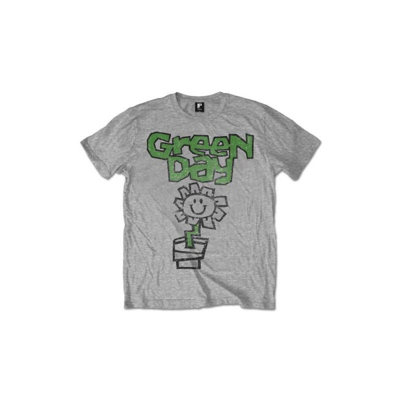 GREEN DAY MEN'S TEE: FLOWER POT (X-LARGE) GREY MENS TEE