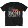 BOB MARLEY MEN'S TEE: DISTRESSED LOGO (SMALL) BLACK MENS TEE