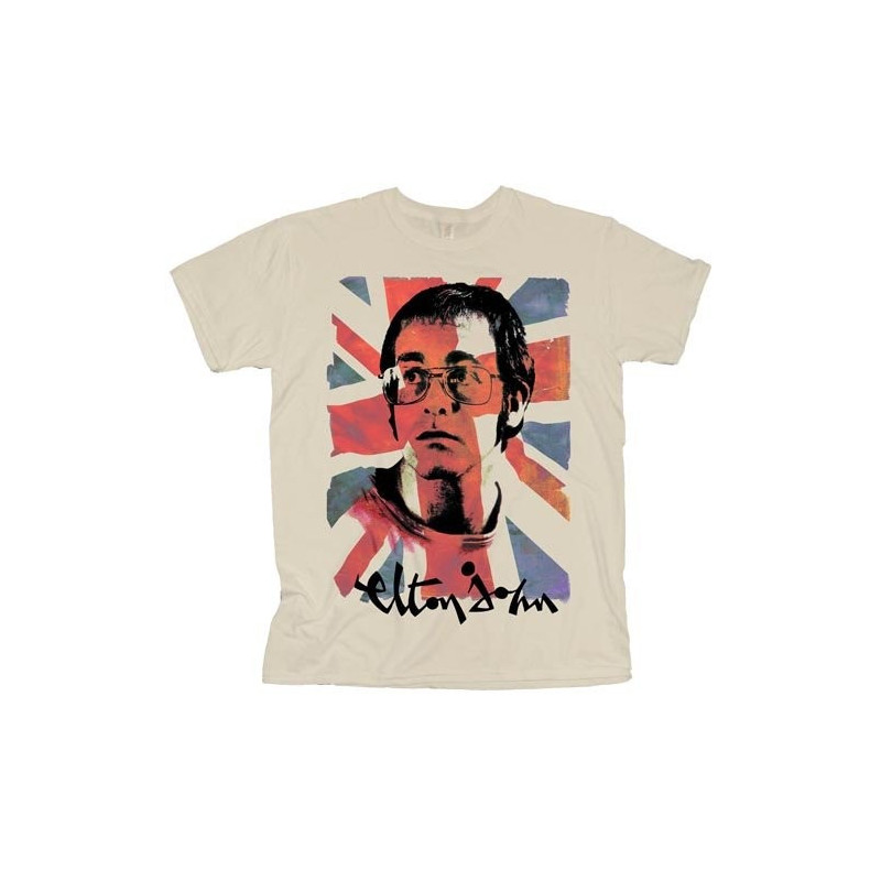 ELTON JOHN UNISEX TEE: UNION JACK (MEDIUM)