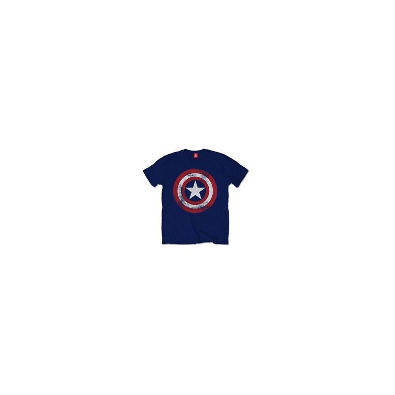 MARVEL COMICS MEN'S TEE: CAPTAIN AMERICA DISTRESSED (LARGE) BLUE MENS TEE