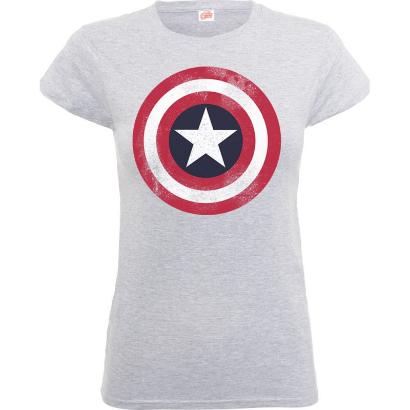 MARVEL COMICS - CAPTAIN AMERICA DISTRESSED SHIELD GREY (T-SHIRT BAMBINO 5/6 ANNI)