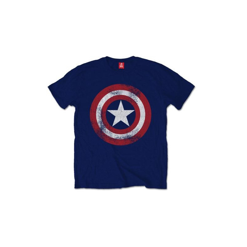 MARVEL COMICS MEN'S TEE: CAPTAIN AMERICA DISTRESSED SHIELD (SMALL)