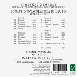 SONATE D'INTAVOLUTARE DI LEUTO, OPERA I