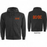 AC/DC UNISEX ZIPPED HOODIE: LOGO (BACK PRINT) (XX-LARGE)