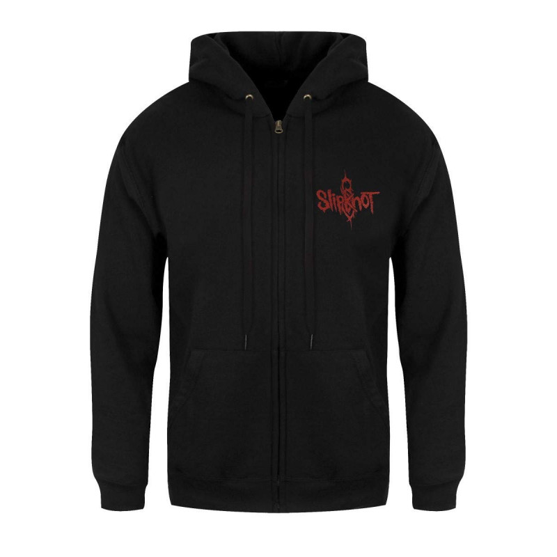 SLIPKNOT UNISEX ZIPPED HOODIE: 9 POINT STAR (BACK PRINT) (LARGE)