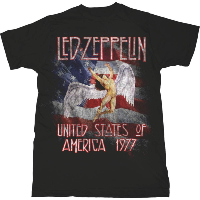 LED ZEPPELIN UNISEX TEE: STARS N' STRIPES USA '77. (X-LARGE)