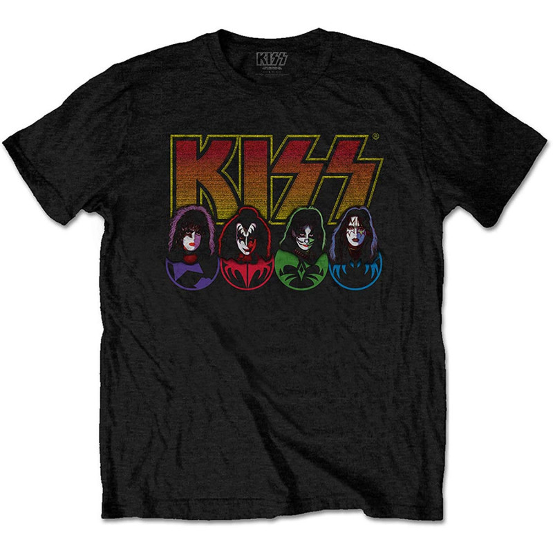 KISS UNISEX TEE: LOGO, FACES & ICONS (SMALL)