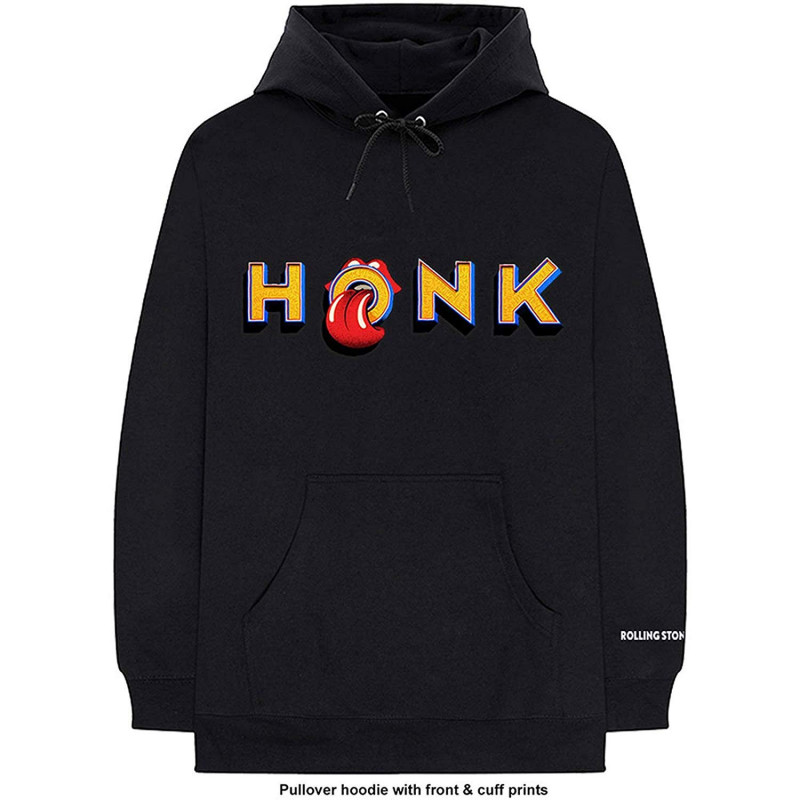 THE ROLLING STONES UNISEX PULLOVER HOODIE: HONK LETTERS (CUFF PRINT) (LARGE)