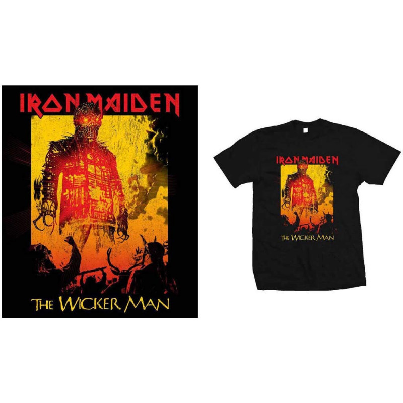 IRON MAIDEN UNISEX TEE: THE WICKER MAN FIRE (LARGE)