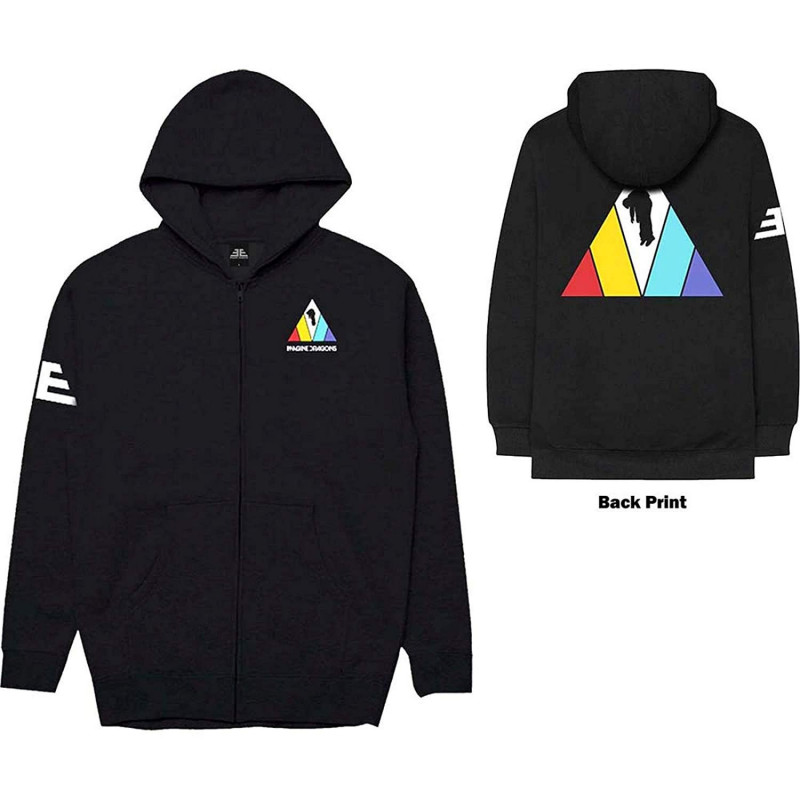 IMAGINE DRAGONS UNISEX ZIPPED HOODIE: TRIANGLE (BACK PRINT) (XXX-LARGE)