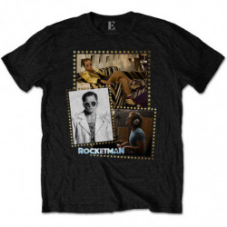 ELTON JOHN UNISEX TEE: ROCKETMAN MONTAGE (SMALL)