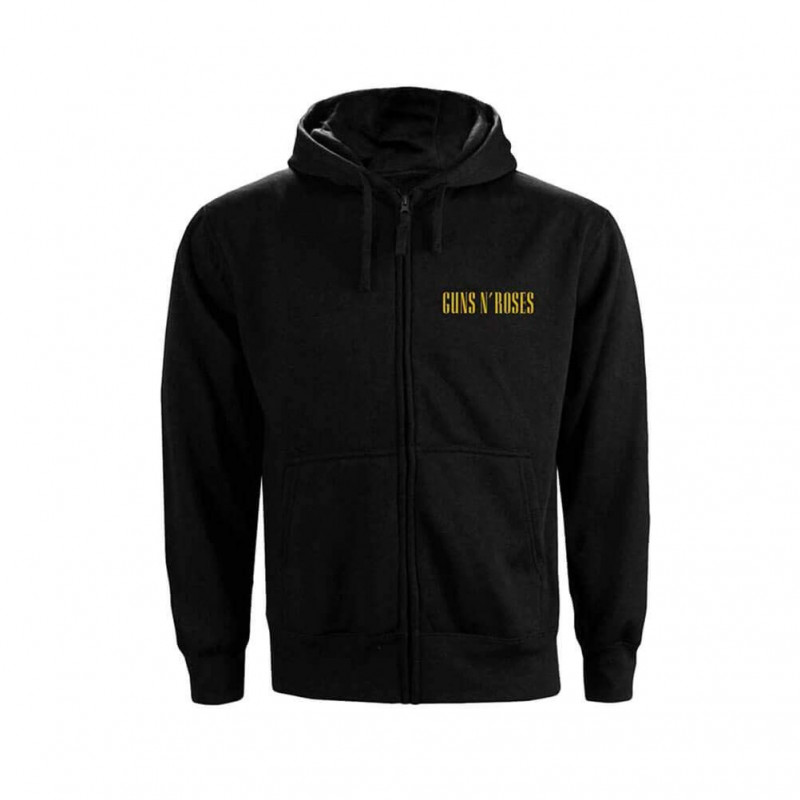 GUNS N' ROSES UNISEX ZIPPED HOODIE: CLASSIC LOGO (BACK PRINT) (SMALL)