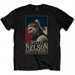 WILLIE NELSON UNISEX TEE: BORN FOR TROUBLE (MEDIUM)