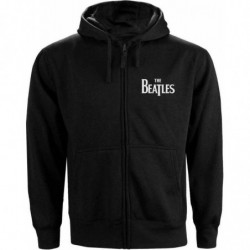 THE BEATLES UNISEX ZIPPED HOODIE: DROP T LOGO (BACK PRINT) (MEDIUM)