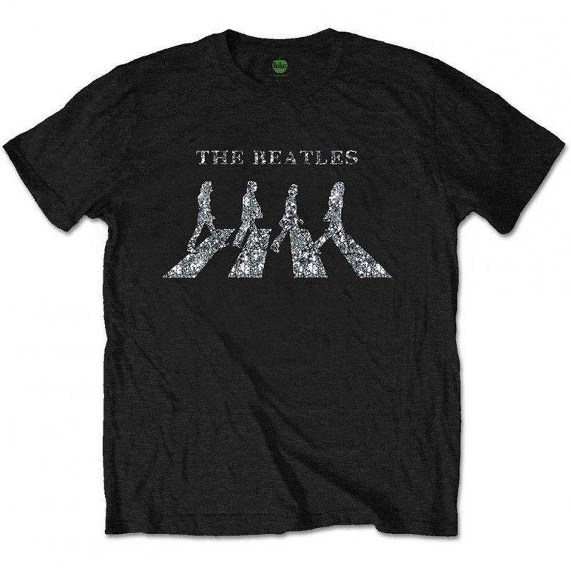 THE BEATLES UNISEX TEE: CROSSING (DIAMANTE) (SMALL)