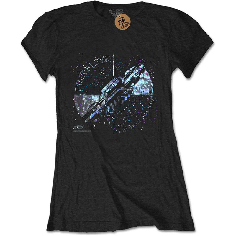 PINK FLOYD LADIES TEE: MACHINE GREETING BLUE (LARGE)