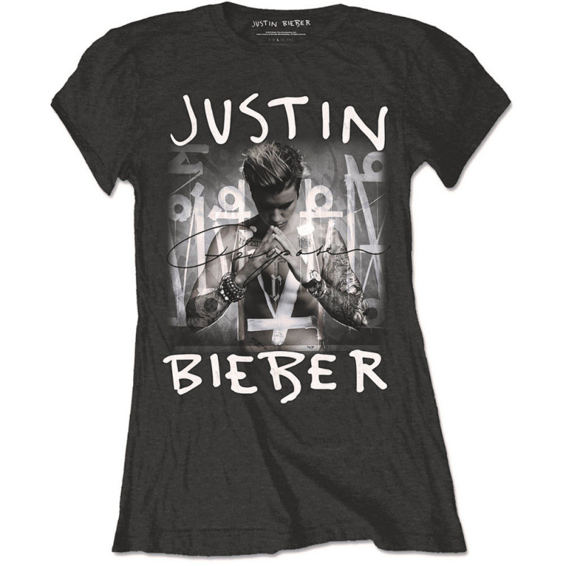 JUSTIN BIEBER LADIES TEE: PURPOSE LOGO (LARGE) BLACK LADIES TEE