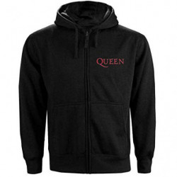 QUEEN UNISEX ZIPPED HOODIE: CLASSIC CREST (BACK PRINT) (LARGE)