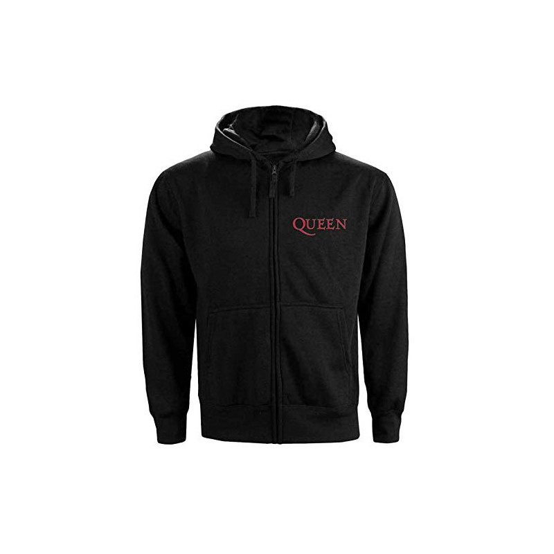 QUEEN UNISEX ZIPPED HOODIE: CLASSIC CREST (BACK PRINT) (LARGE)