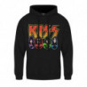 KISS UNISEX PULLOVER HOODIE: LOGO, FACES & ICONS (LARGE)