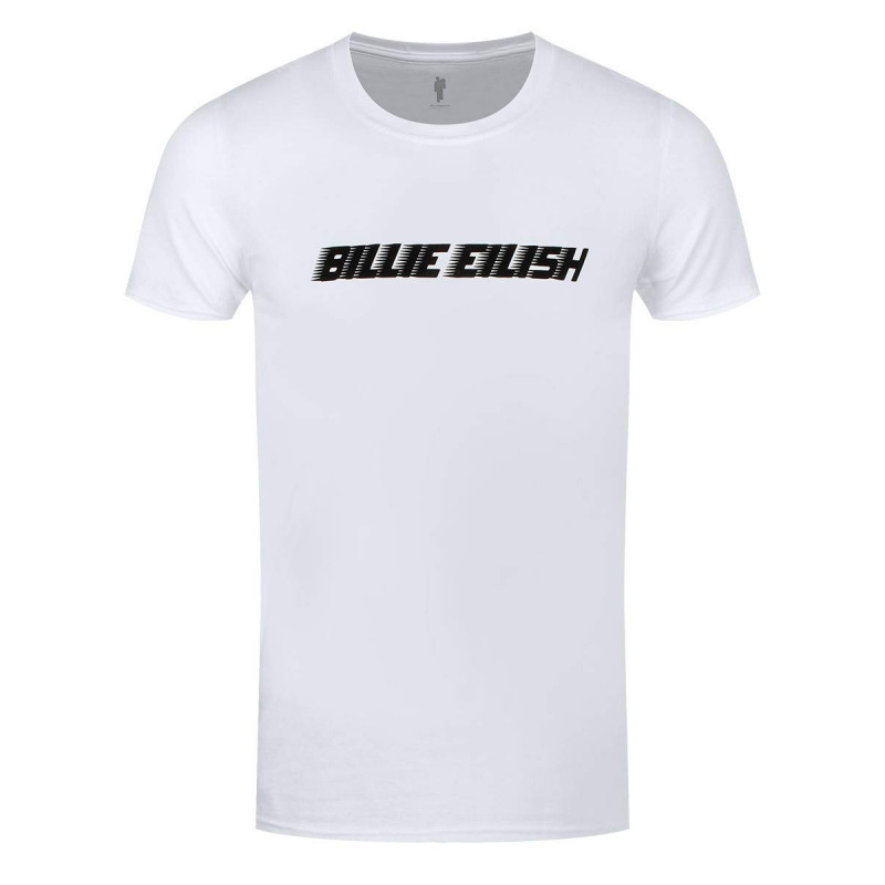 BILLIE EILISH UNISEX TEE: BLACK RACER LOGO (SLEEVE PRINT) (LARGE)