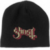 GHOST UNISEX BEANIE HAT: LOGO RED & GOLD (BLACK)