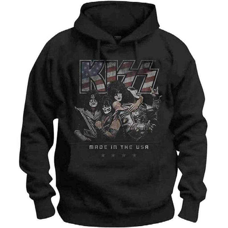 KISS UNISEX PULLOVER HOODIE: MADE IN THE USA (MEDIUM)