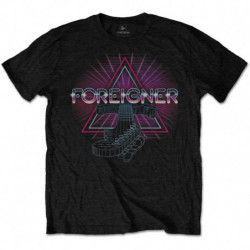 FOREIGNER UNISEX TEE: NEON GUITAR (SMALL)