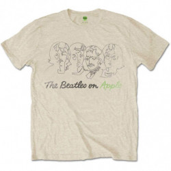 THE BEATLES UNISEX TEE: OUTLINE FACES ON APPLE (LARGE)