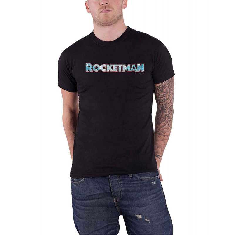 ELTON JOHN UNISEX TEE: ROCKETMAN MOVIE LOGO (MEDIUM)