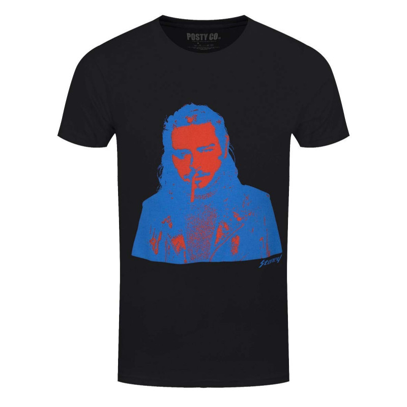 POST MALONE UNISEX TEE: RED & BLUE PHOTO (LARGE)