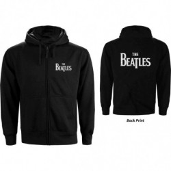 THE BEATLES UNISEX ZIPPED HOODIE: DROP T LOGO (BACK PRINT) (XX-LARGE)