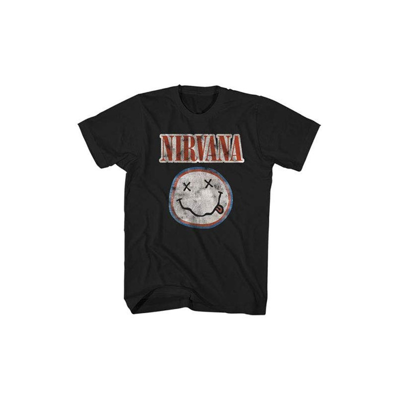 NIRVANA UNISEX TEE: DISTRESSED LOGO (LARGE)