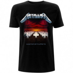 METALLICA UNISEX TEE: MASTER OF PUPPETS TRACKS (BACK PRINT) (MEDIUM)