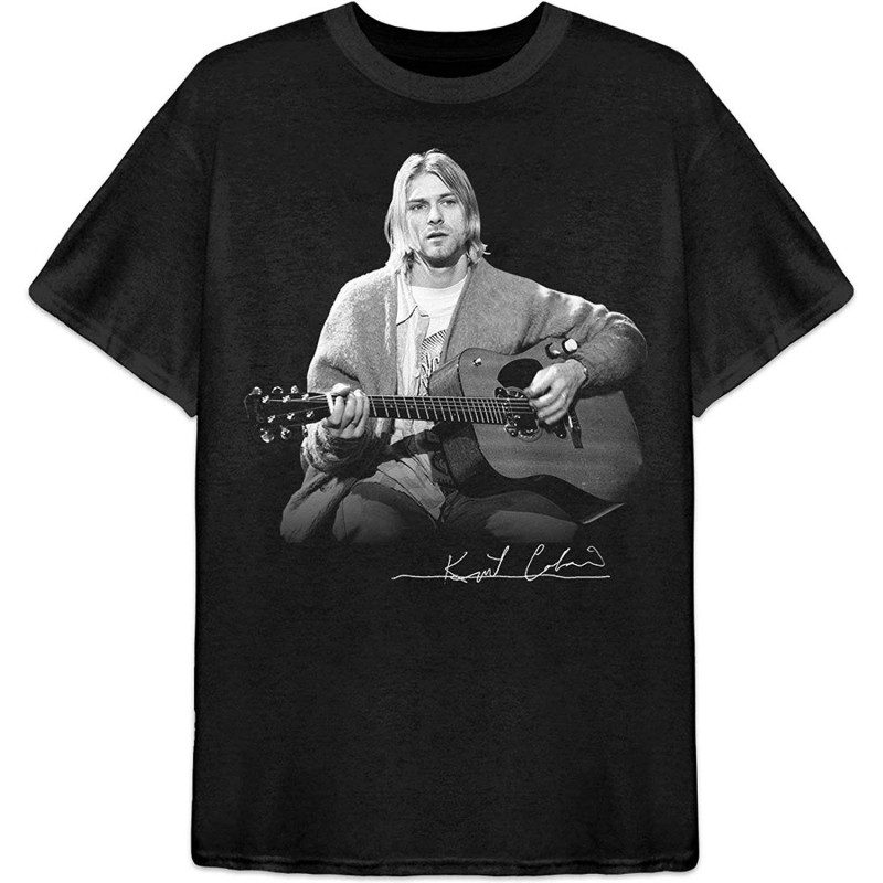 KURT COBAIN UNISEX TEE: GUITAR LIVE PHOTO (LARGE)