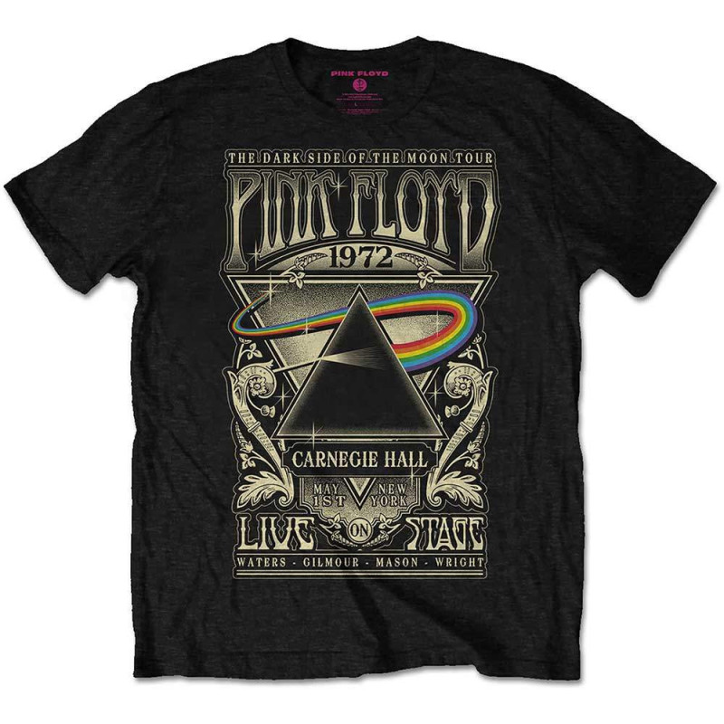 T-SHIRT  S BLACK UNISEX  CARNEGIE HALL POSTER PINK FLOYD