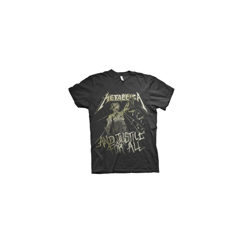 METALLICA UNISEX TEE: JUSTICE VINTAGE (LARGE)