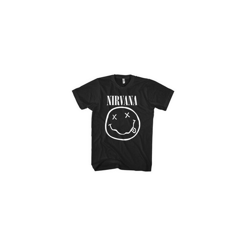 NIRVANA UNISEX TEE: WHITE HAPPY FACE (SMALL)