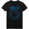 NIRVANA T-SHIRT  M UNISEX BLACK  BLUE SMILEY