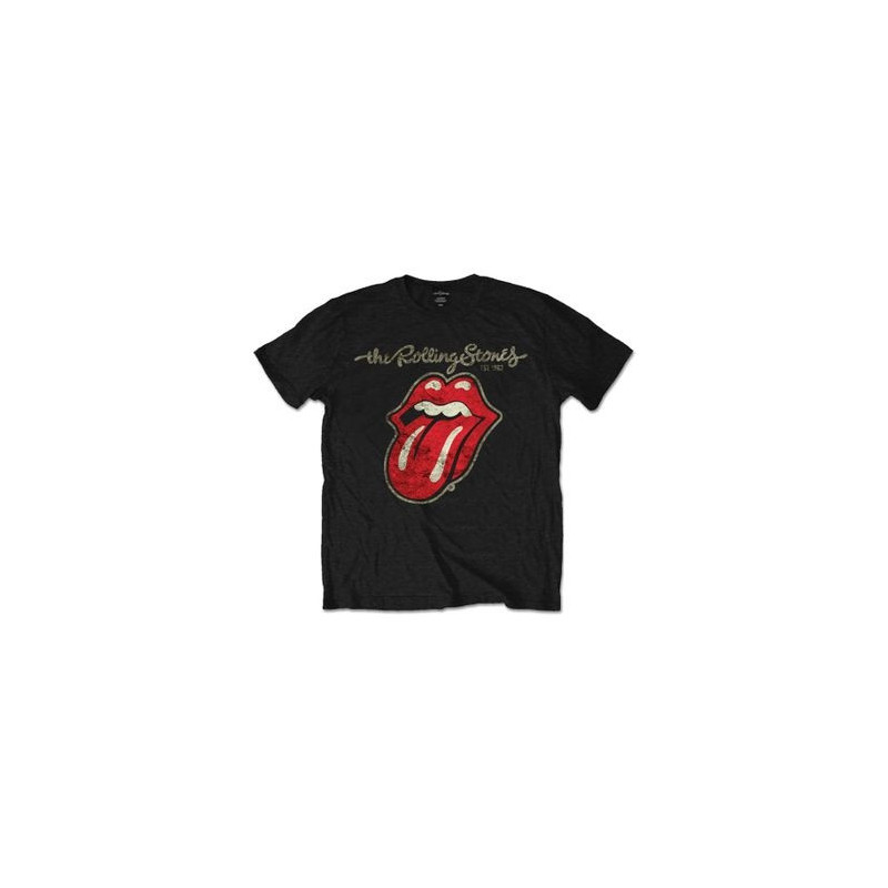 ROLLING STONES  THE T-SHIRT  7-8 YEARS KIDS BLACK  PLASTERED TONGUE