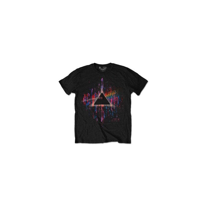 PINK FLOYD T-SHIRT  XXL BLACK UNISEX  DARK SIDE OF THE MOON PINK SPLATTER