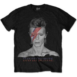 BOWIE DAVID T-SHIRT  L BLACK UNISEX  ALADDIN SANE