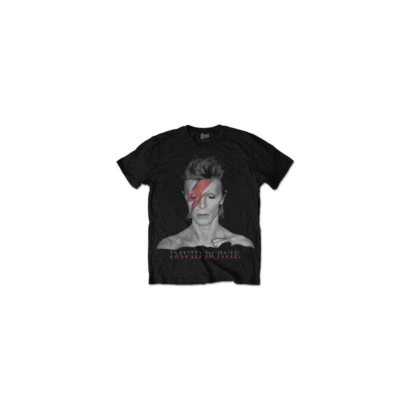 BOWIE DAVID T-SHIRT  S BLACK UNISEX  ALADDIN SANE