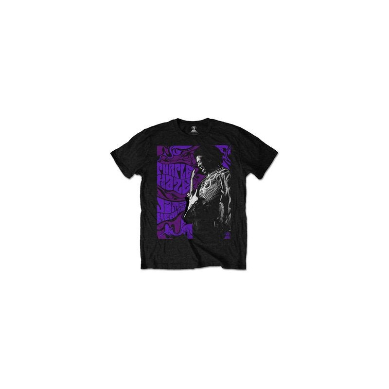 HENDRIX JIMI T-SHIRT  M BLACK UNISEX  PURPLE HAZE